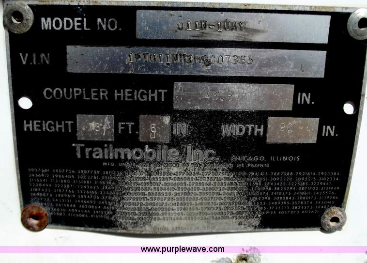 image for item D3749 1991 Trailmobile 53' reefer trailer