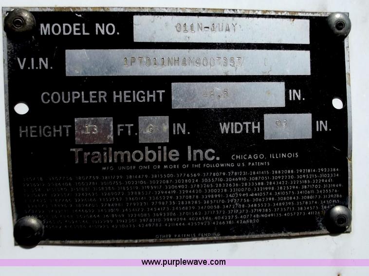 image for item D3750 1991 Trailmobile 53' reefer trailer