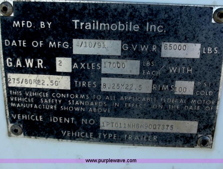 image for item D3751 1991 Trailmobile 53' reefer trailer