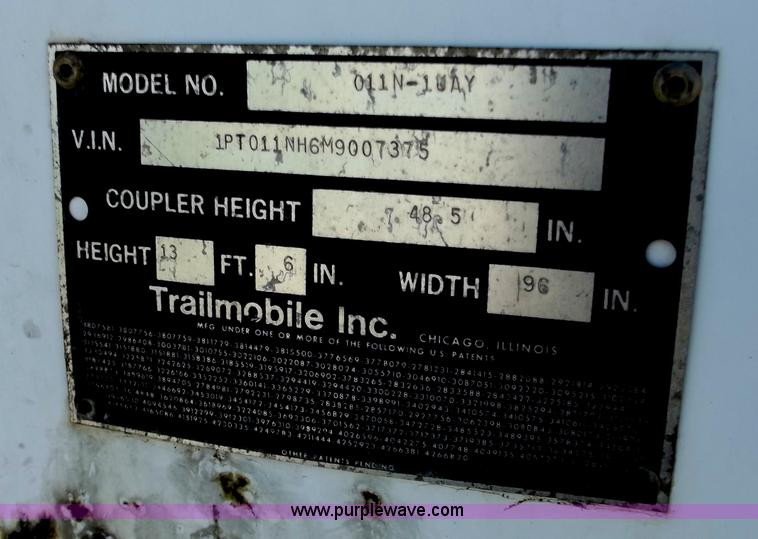image for item D3751 1991 Trailmobile 53' reefer trailer