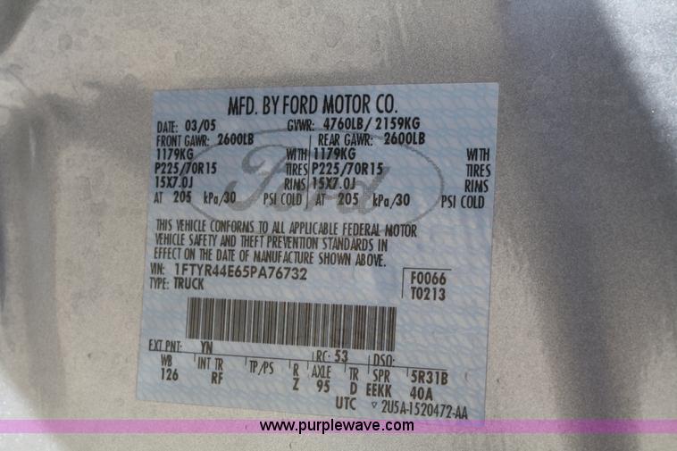 image for item A6821 2005 Ford Ranger XLT SuperCab pickup truck