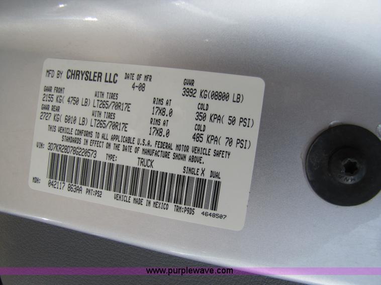 image for item B2263 2008 Dodge Ram 2500 quad cab pickup truck