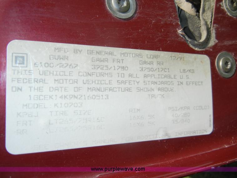 image for item C4248 1992 Chevrolet K1500 Cheyenne pickup truck