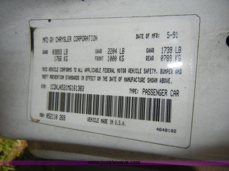 image for item C4407 1991 Chrysler LeBaron convertible