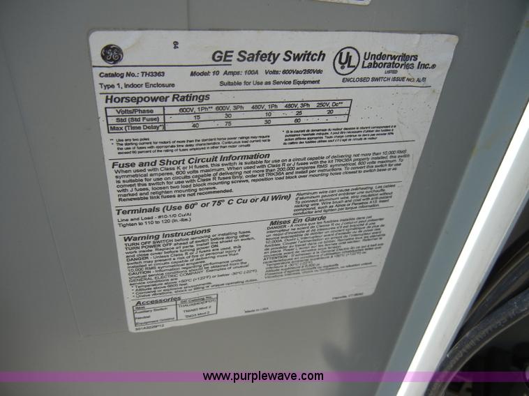 image for item U9985 GE 75 KVA dry type transformer