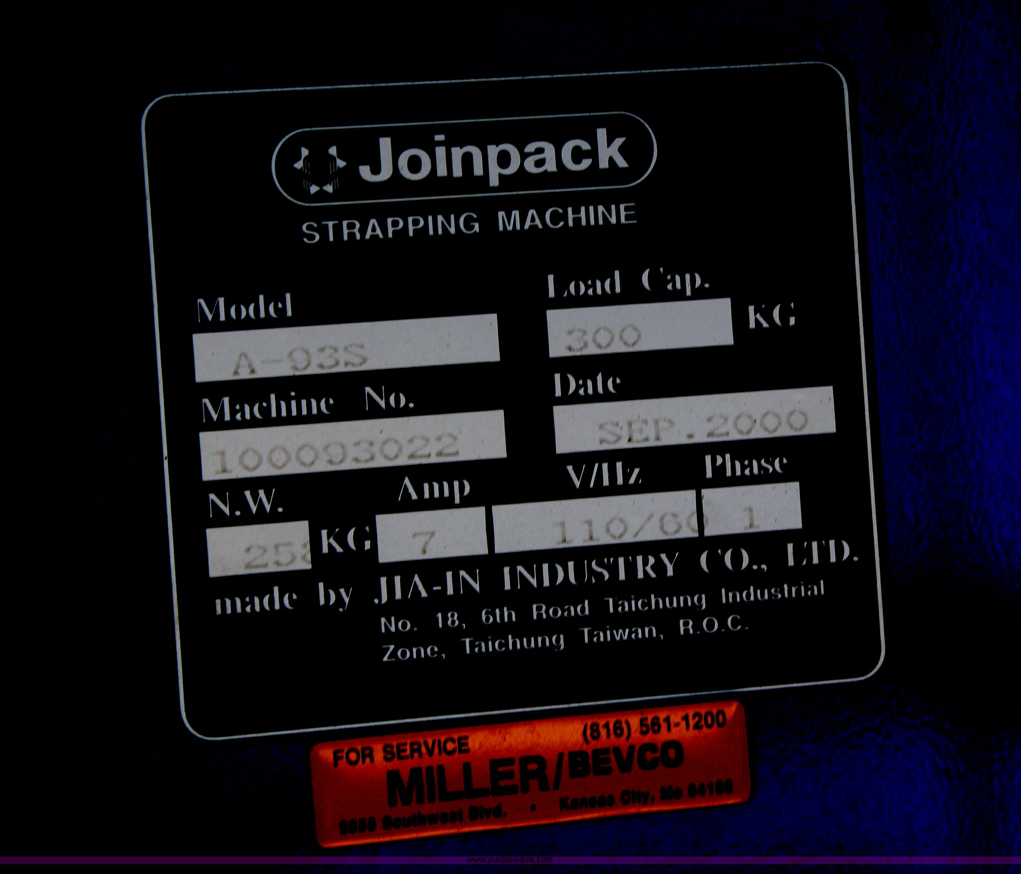 Joinpack strapping machine in Lawrence, KS Item L9356 sold Purple Wave