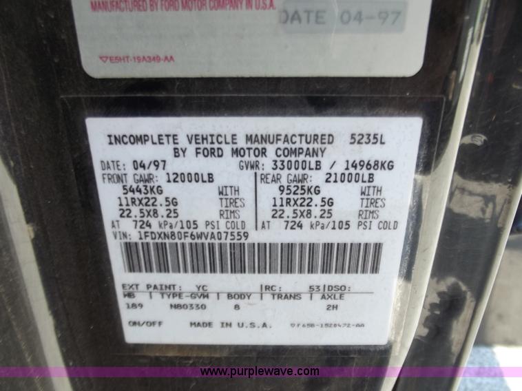 image for item D3782 1998 Ford Louisville L8501 dump truck