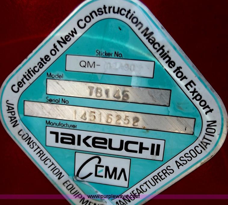 image for item D3791 2006 Takeuchi TB145 compact excavator
