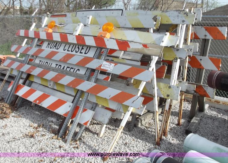image for item D3816 (16) assorted type 3 barricades with misc. signage