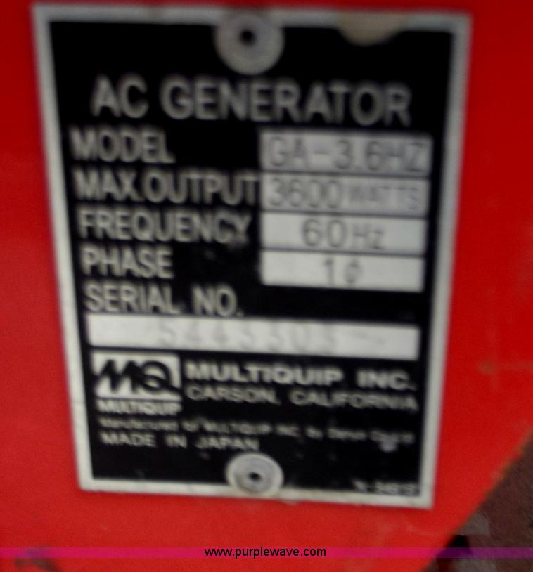 image for item D3823 MultiQuip 3600 generator