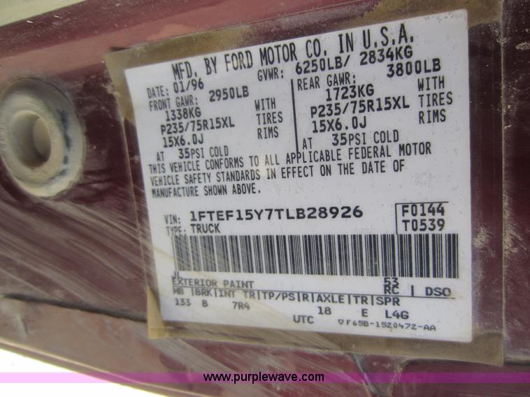 image for item C5413 1996 Ford F150 pickup truck