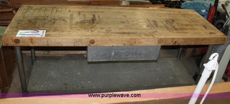 image for item D7596 Butcher block table on casters