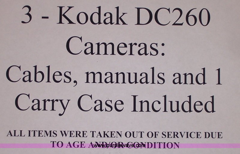 (3) Kodak DC260 cameras in Spring Hill, KS Item B1131 sold Purple Wave