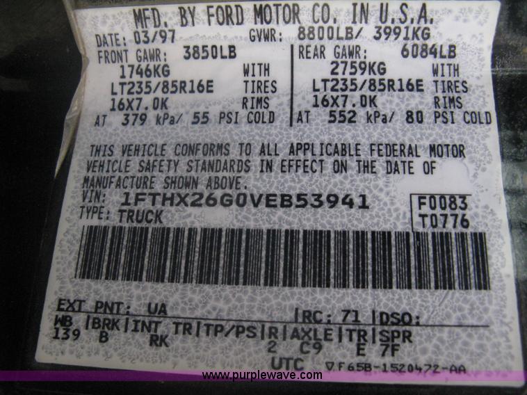 image for item A6156 1997 Ford F250 Heavy Duty extended cab pickup truck