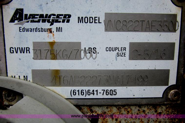 image for item B1114 2003 Avenger V-nose trailer