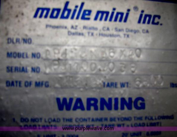 image for item B1190 1994 Mobel-Mini 40' Steel Storage Container