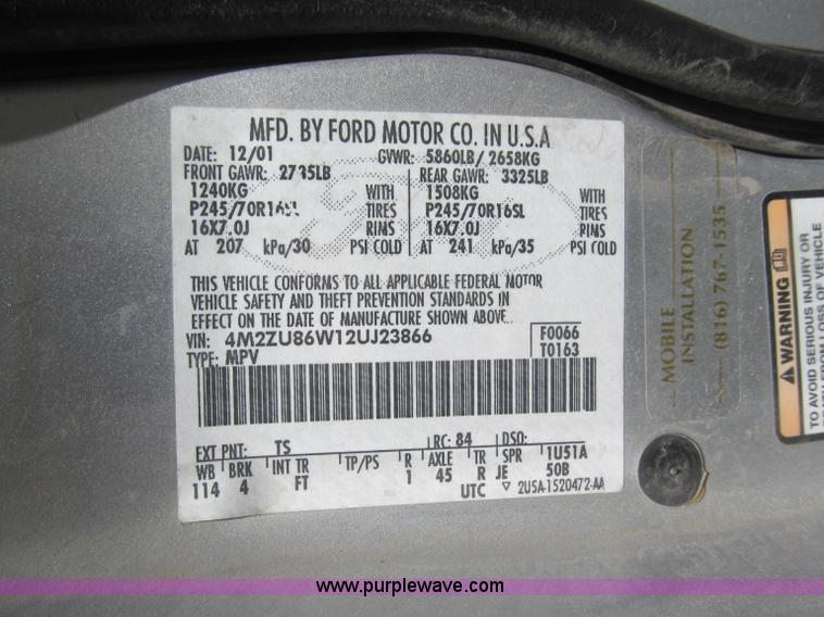 image for item B5125 2002 Mercury Mountaineer SUV