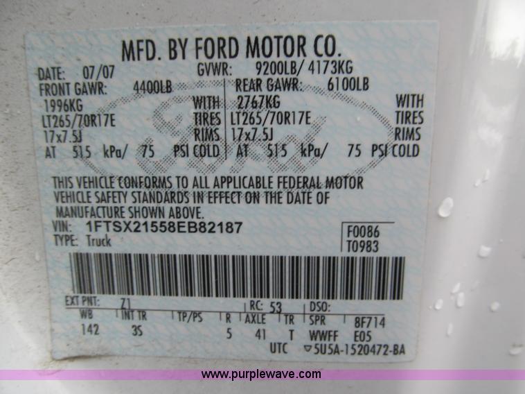 image for item B5129 2008 Ford F250 XLT Super Duty SuperCab pickup truck