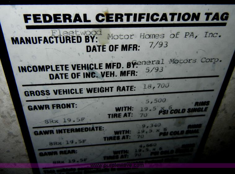 image for item C4291 1993 Chevrolet Fleetwood Bounder RV camper