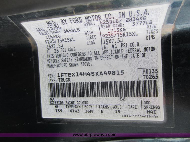 image for item C5422 1995 Ford F150 XLT SuperCab pickup truck