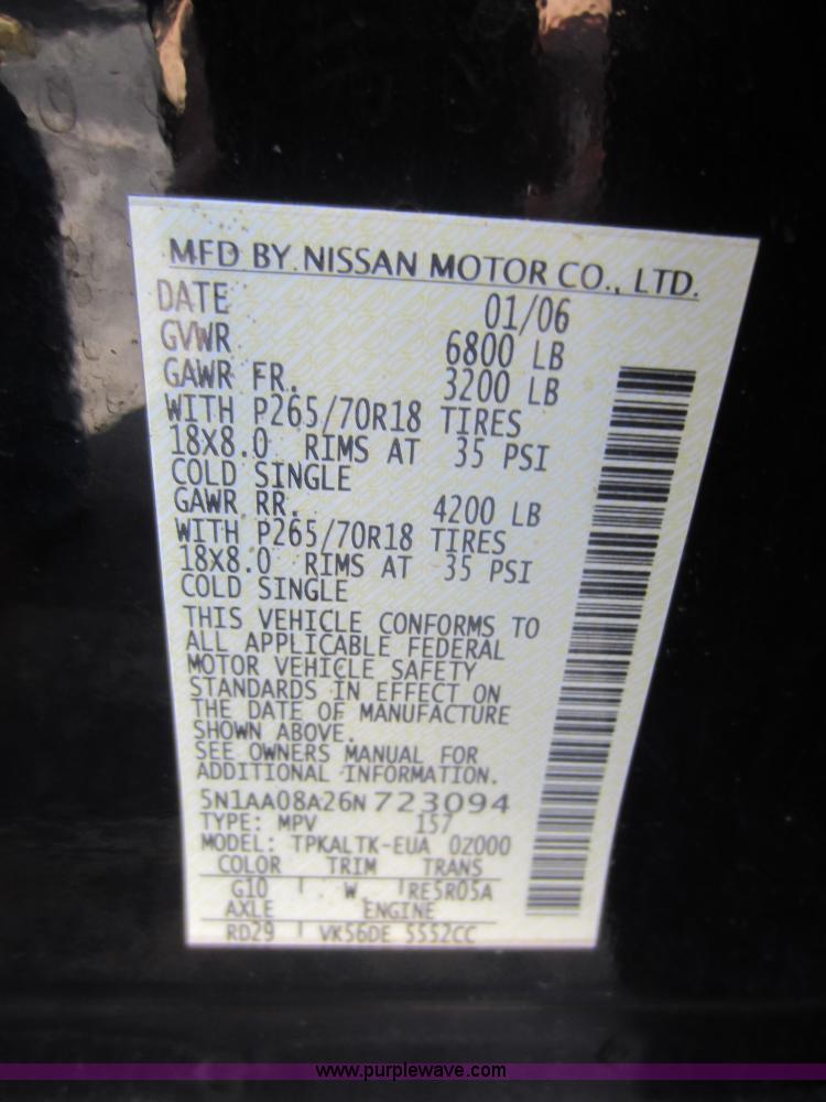 image for item C5434 2006 Nissan Armada SUV