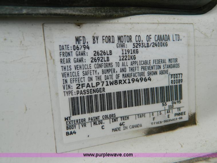 image for item B3616 1994 Ford Crown Victoria Police Interceptor