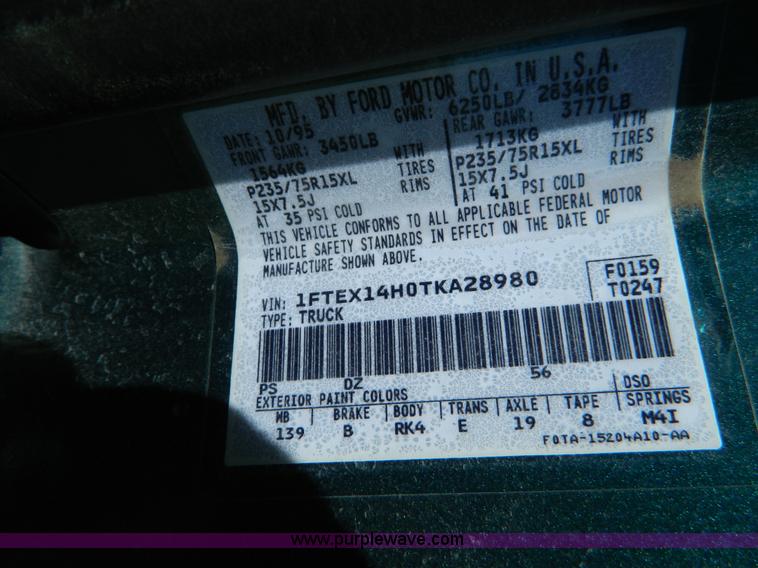 image for item B3650 1996 Ford F150 pickup truck