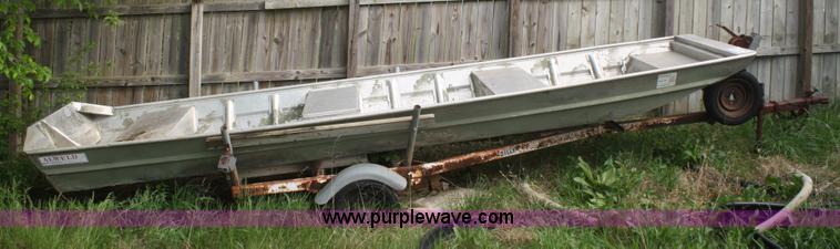 image for item B6506 18' aluminum john boat with trailer