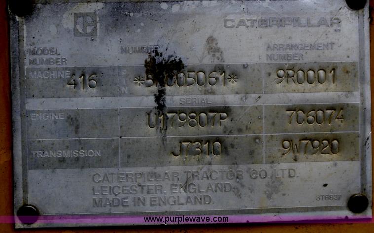 image for item B6510 1987 Caterpillar 416 backhoe