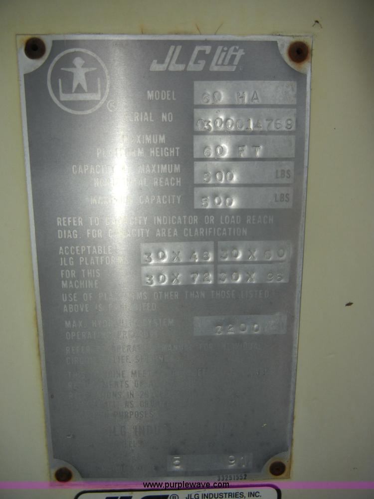 image for item D4019 1991 JLG 60HA TopGun self propelled boom lift