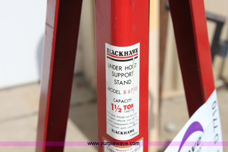 image for item D7710 (2) Black Hawk 1.5 ton under hoist stands