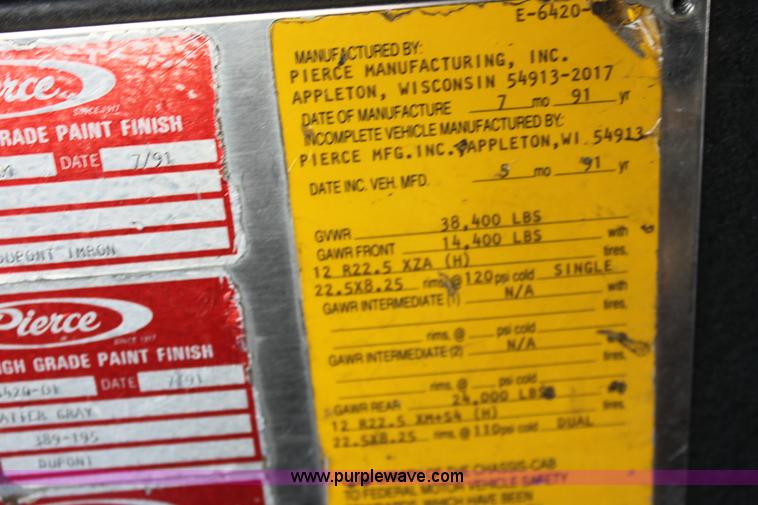 image for item D7805 1991 Pierce Tilt Cab Fire Engine