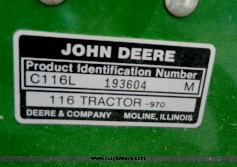 image for item T9816 John Deere 116 riding mower