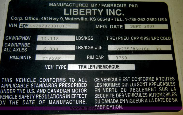 image for item C4476 2002 Travalong 20' gooseneck trailer