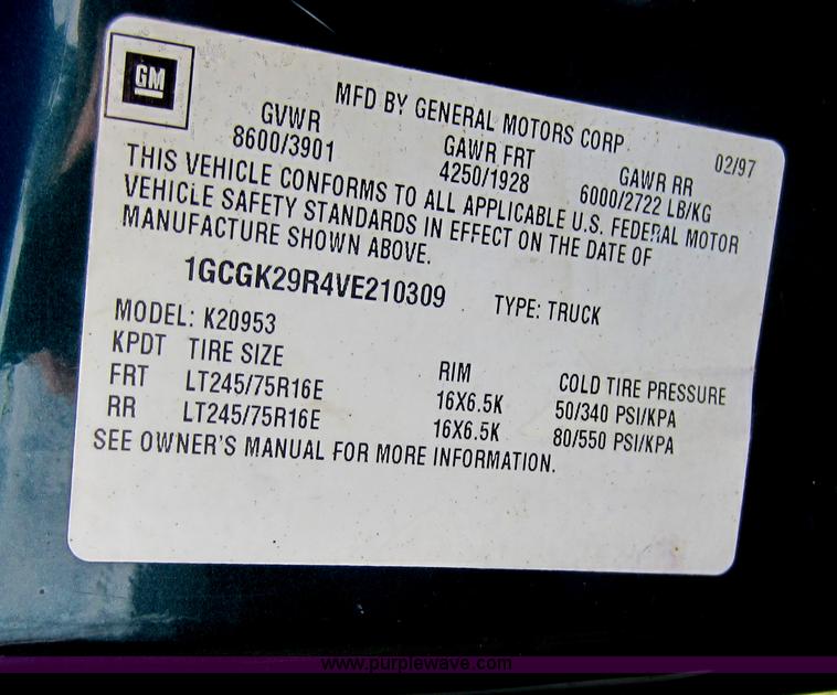 image for item C5453 1997 Chevrolet 2500 utility pickup truck