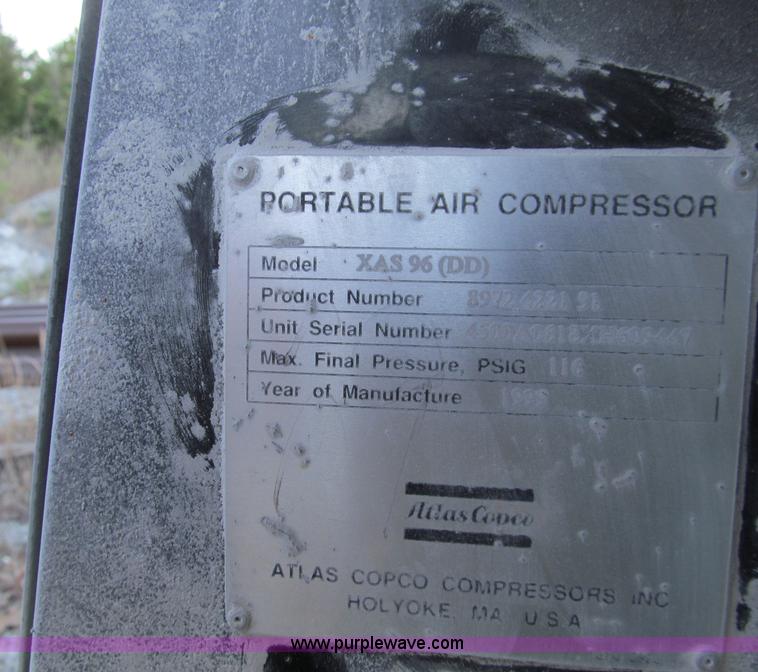 image for item D3178 1999 Atlas Copco XAS96 air compressor