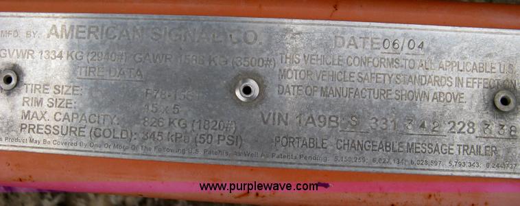 image for item A6293 2004 AMSIG CMS-T331 portable message board