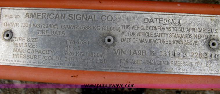 image for item A6294 2004 AMSIG CMS-T331 portable message board