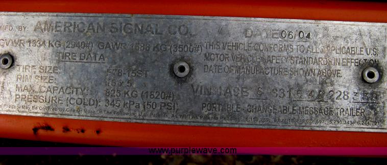 image for item A6295 2004 AMSIG CMS-T331 portable message board