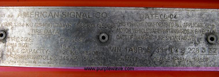 image for item A6296 2004 AMSIG CMS-T331 portable message board