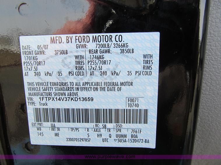 image for item A7509 2007 Ford F150 XLT SuperCab pickup truck