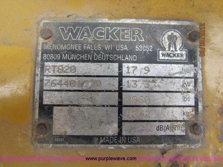 image for item A8021 Wacker RT820 walk behind trench compactor
