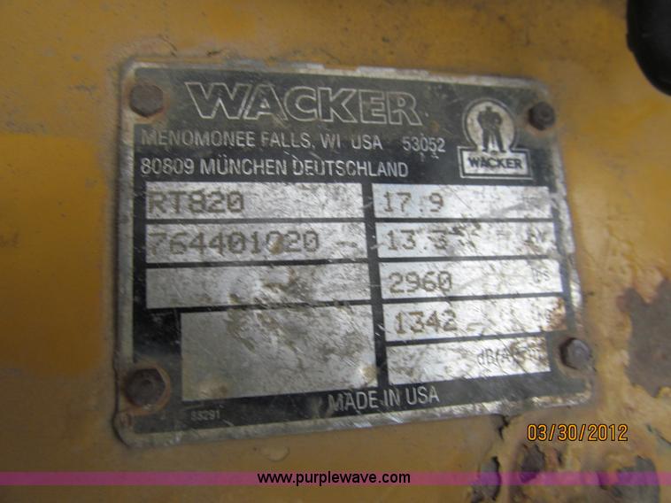 image for item A8021 Wacker RT820 walk behind trench compactor