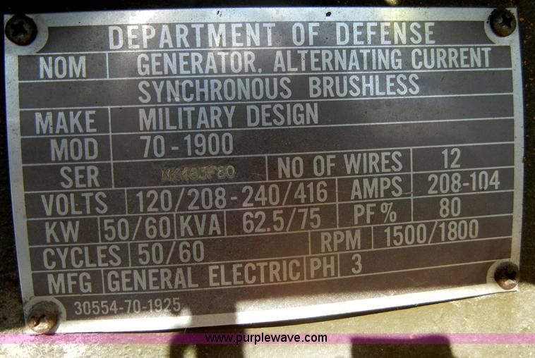 image for item C4486 1975 Fermont diesel military generator