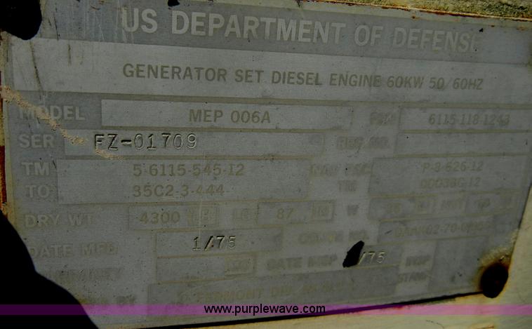 image for item C4486 1975 Fermont diesel military generator