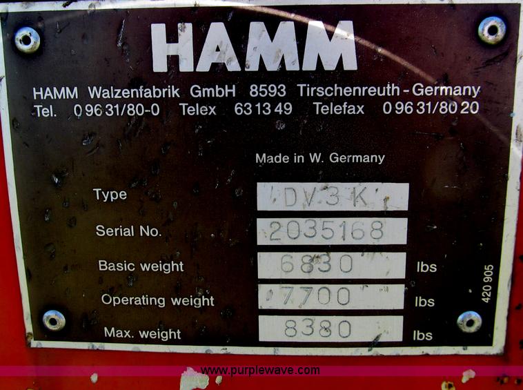 image for item D3182 Hamm DV3K vibratory roller