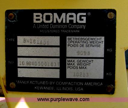image for item D3185 Bomag BW161AD vibratory roller