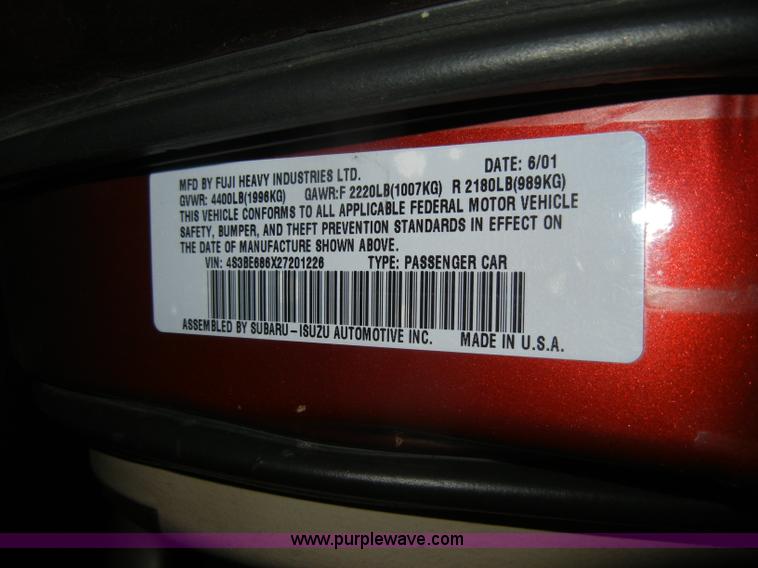 image for item D4047 2002 Subaru Outback Limitied SUV Non-repairable certificate, parts only
