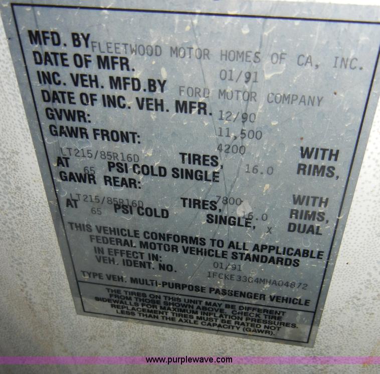 image for item D4048 1991 Ford Flair Fleetwood RV