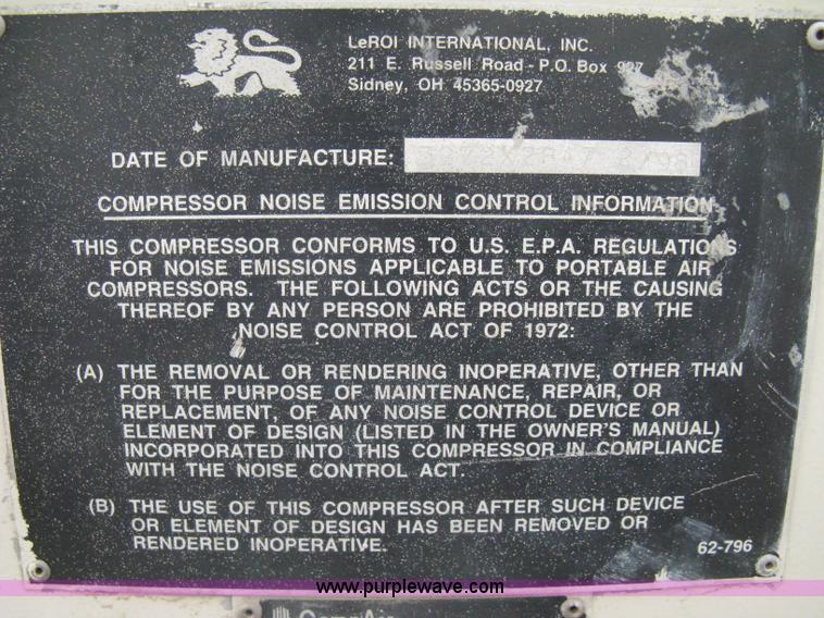 image for item A6326 1998 Leroi 185 mobile compressor